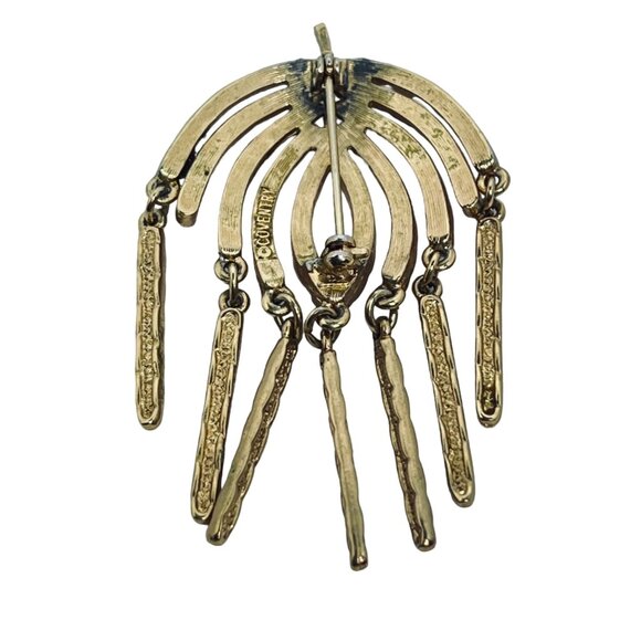 Sarah Coventry Gold Tone Willow Brooch With Dangling Fringe Signed (5475) - Picture 4 of 7